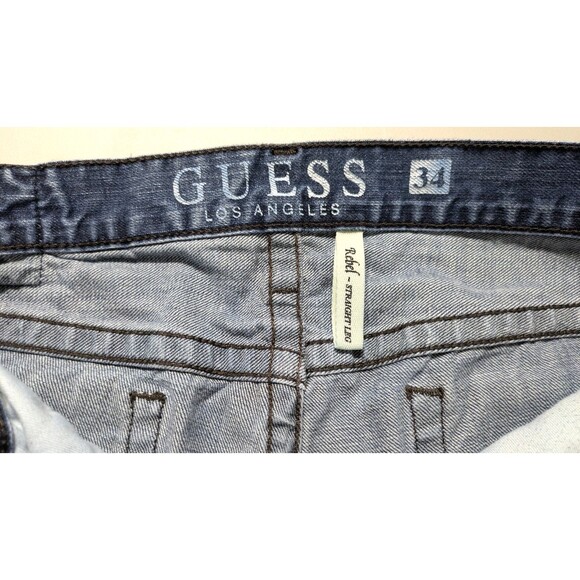 Guess Jeans Mens 34x32 Blue Rebel Straight Leg Denim Pants - Picture 4 of 7